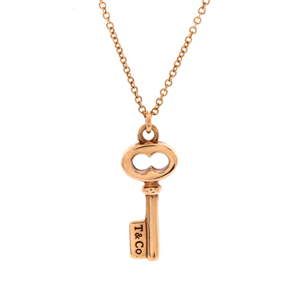 Tiffany & Co. Mini Key Pendant Necklace 18K Rose Gold